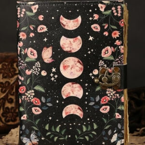 Moon Phase Journal Handmade Vintage Deckle Edge Paper with Clasp Lock