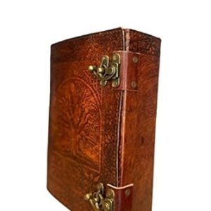 Leather Journal for Women Handmade Pentagram Book of Shadows Spell Book grimoire Journal Celtic Spiral Unni Notebook Black Daily Sketchbook Wiccan Witchcraft Books Embossed Unlined Diary 7x5 Inch