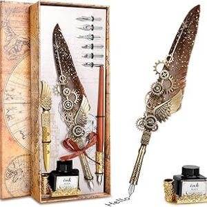 Feather Quill Pen ink Set,Feather Pen Ink Set,Wax Seal Stamp Set,Feather Calligraphy Pen Set,Beautiful Gift Calligraphy Set,Christmas Gifts