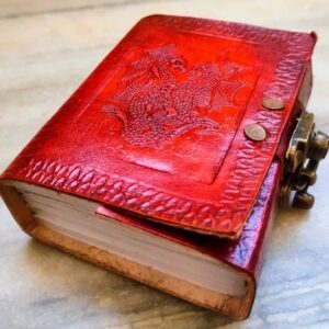 Leather Journal Double Dragon with Stone C-Lock Leather Journal Diary Notebook - Handmade Journal For Students Office Bound Leather Journal for men & women Notebook - 5 x 7 inches
