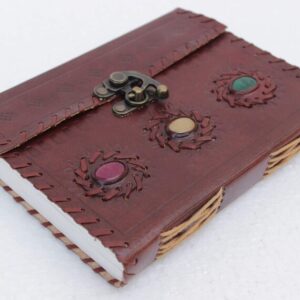 Leather Journal Book Medieval Stone Embossed Handmade Book of Shadows Vintage Notebook Office Diary College Book Poetry Book Sketch Book 8x6 Inches - Gift for Women & Men