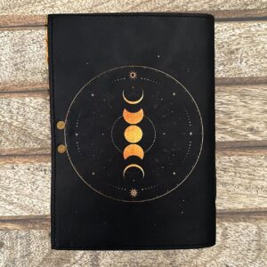 Grimoire Moon Phases Spell Book Of Shadows Journal, Witchcraft Supplies, Leather Bound Journal, Vintage Journal, Charmed Book Of Shadows, Vintage Notebook, Diary, Book Journal (7x5, TAN)