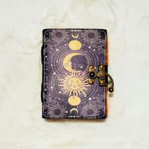 Sun & Moon Vintage Leather Journal for Men & Women 200 Pages of Antique Handmade Deckle Edge Vintage Paper, Leather Sketchbook, Drawing Journal, Printed leather Journal, Great Gift