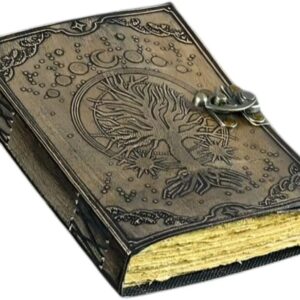 Book of Spells Leather Bound Journal Deckle Edge Paper Grimoire Printed Diary Third Eye Notebook Spiral Gothic Notebook Antique Vintage Book for Men and Women (The Third Eye) (Copy) (Copy)
