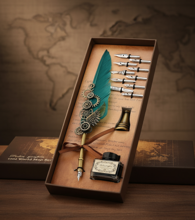 feather pen and ink set quill pen set
